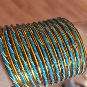 Elegant Gold and Blue Bangles. ***Two for $30***